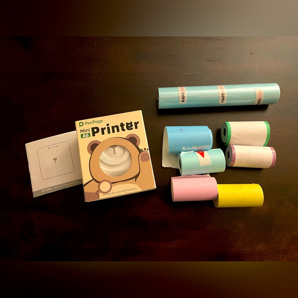 PeriPage Mini White A6 Printer with paper and stickers